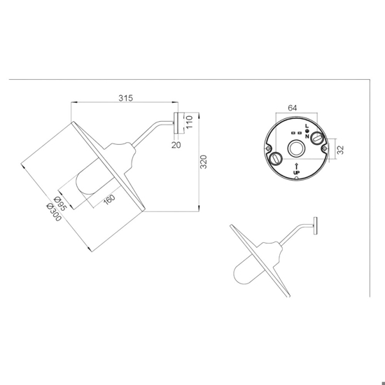 Applique rustico per esterno marrone diffusore in vetro