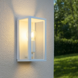 Applique da esterno ip44 in vetro alluminio pressofuso bianco