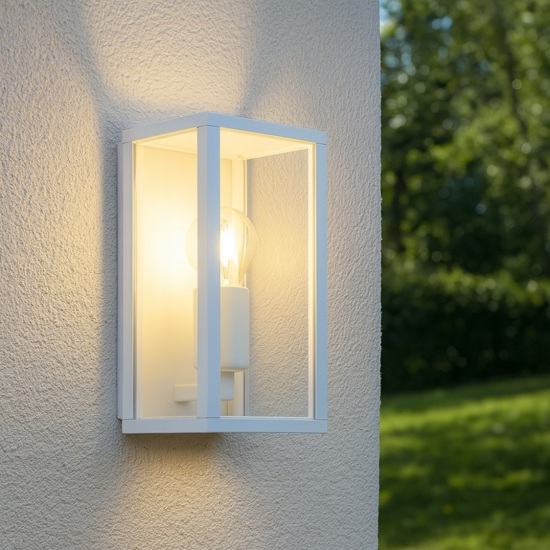 Applique da esterno ip44 in vetro alluminio pressofuso bianco