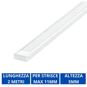 Profilo piatto 2mt bianco ideal lux per strip led max 11mm
