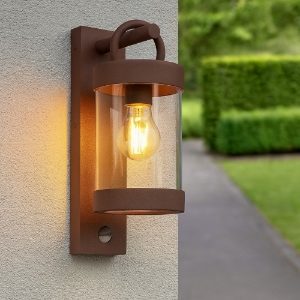 Applique con sensore di movimento per esterno marrone