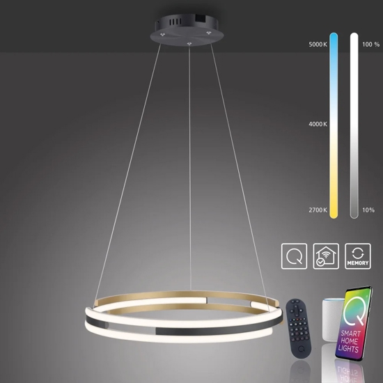 Lampadario nero oro per soggiorno led 2700k a 5000k app con telecomando