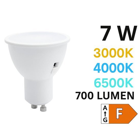 Life lampadina led gu10 7w cct 3000k 4000k 6500k 700 lumen ottica 100