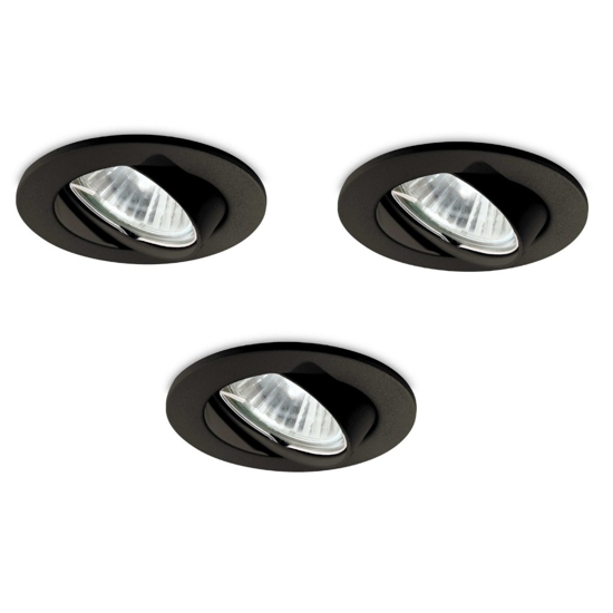 Box 3 swing fi ideal lux faretti nero da incasso per cartongesso orientabili rotondi