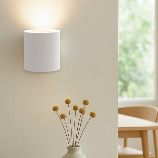 Applique di gesso cristaly cilindro bianco verniciabile