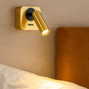 Bean ap square ideal luxapplique da comodino ottone luce orientabile led 3000k