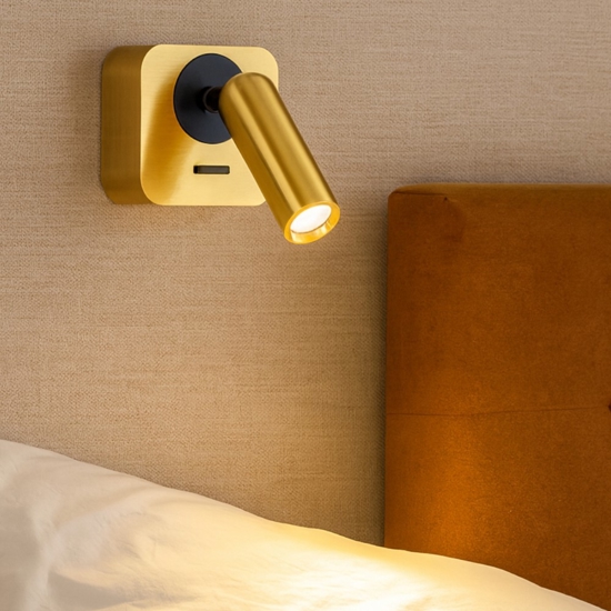 Bean ap square ideal luxapplique da comodino ottone luce orientabile led 3000k