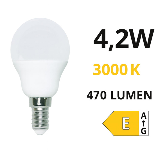 Life lampadina e14 led 4w 3000k minisfera 470 lumen ottica 270