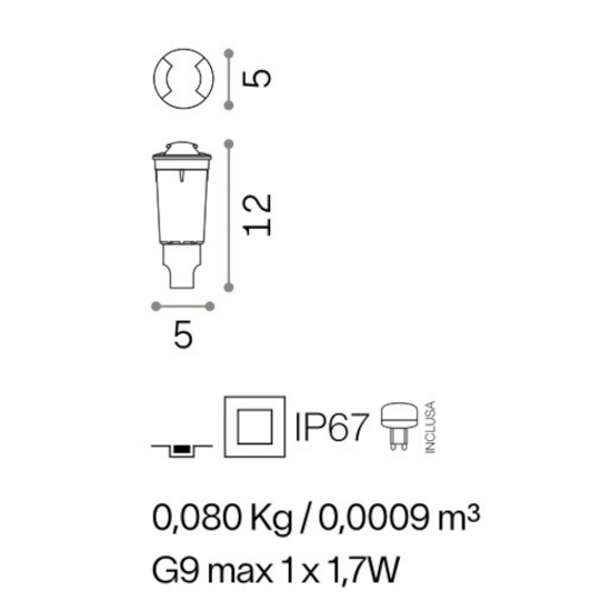 Way ideal lux faretto da incasso a pavimento per esterno nero tondo calpestabile fp