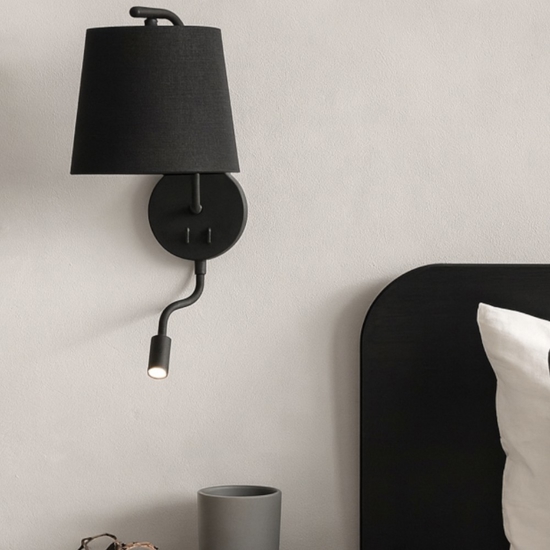 Applique per comodino camera da letto nero moderna fp
