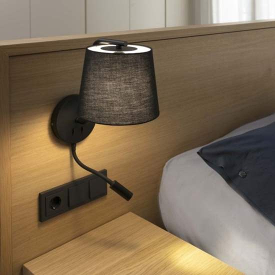 Applique per comodino camera da letto nero moderna fp