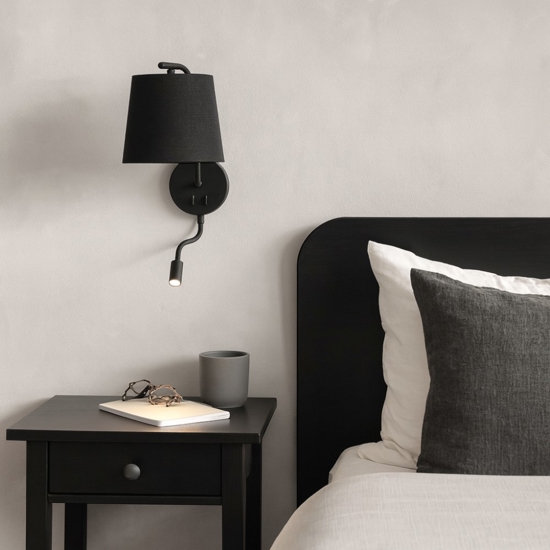 Applique per comodino camera da letto nero moderna fp