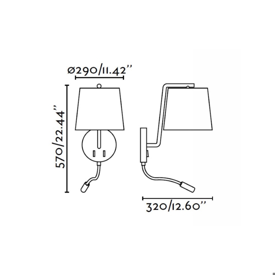 Applique per comodino camera da letto nero moderna fp