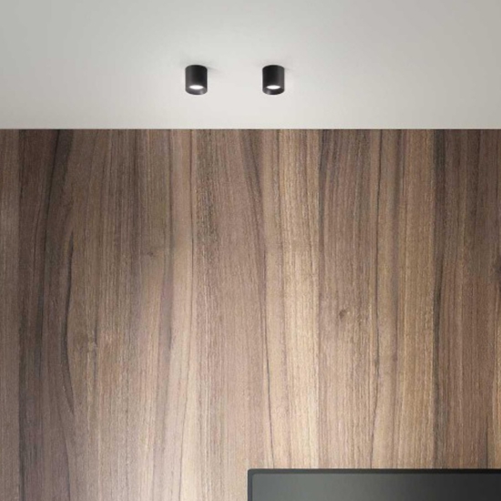 Ideal lux dot pl round piccolo faretto led 3000k nero cilindro