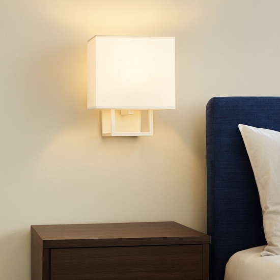 Applique da comodino per camera da letto bianco con interruttore