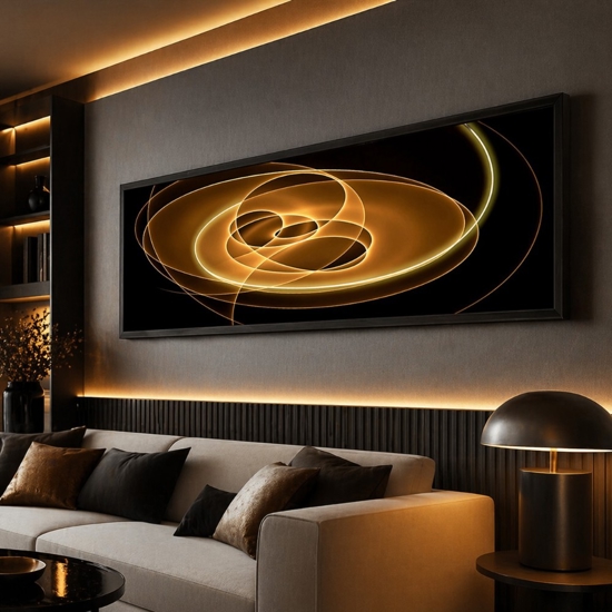 Quadro cosmo con luce design moderno 50x150 cm per soggiorno fp