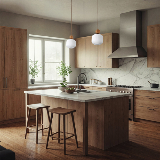 Lampada a sospensione inserti in legno vetro bianco