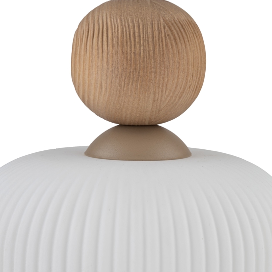 Lampada a sospensione inserti in legno vetro bianco