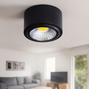 Faretto led 8w 3200k da soffitto nero rotondo fp