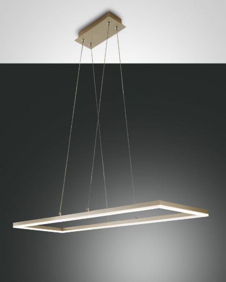 Lampadario per soggiorno moderno led dimmerabile rettangolare oro opaco