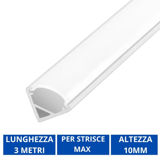 Profilo agolare 3mt lineare per strisce led sottopensile ideal lux per strip 8mm