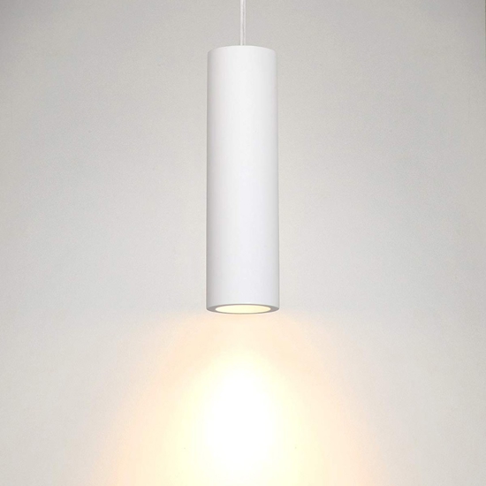 Lampada a sospensione cilindro di gesso bianco