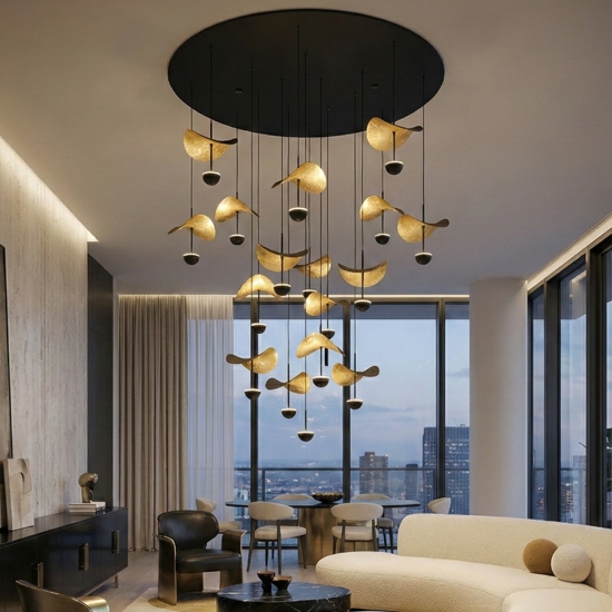 Eglo lampadario moderno dracera oro per soggiorno led 39w 3000k