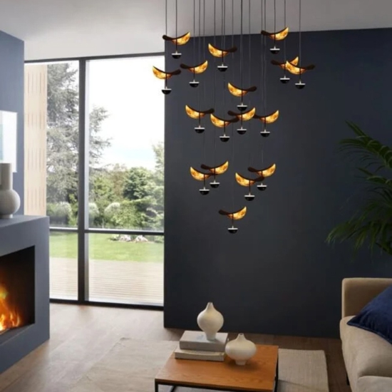 Eglo lampadario moderno dracera oro per soggiorno led 39w 3000k