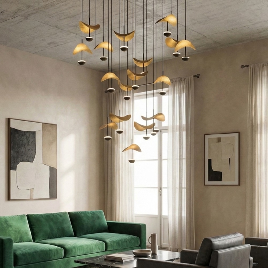 Eglo lampadario moderno dracera oro per soggiorno led 39w 3000k