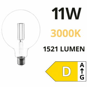 Lampadina led globo g125 e27 trasparente 11w 3000k 1521 lumen