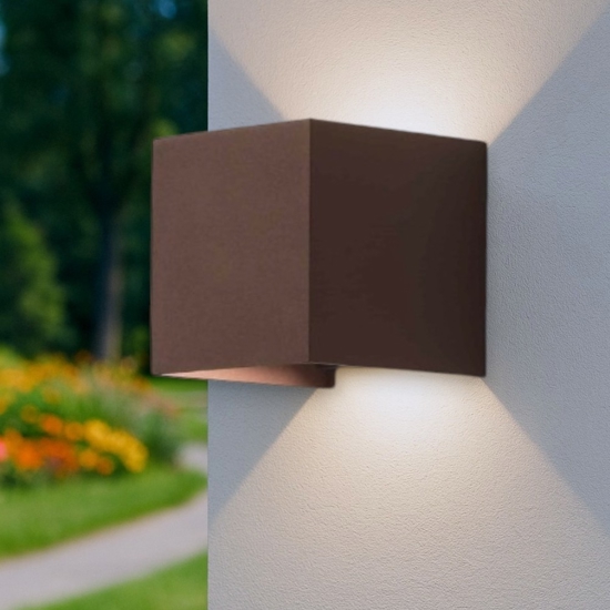 Life applique da esterno cubo marrone led 7w 3000k fp