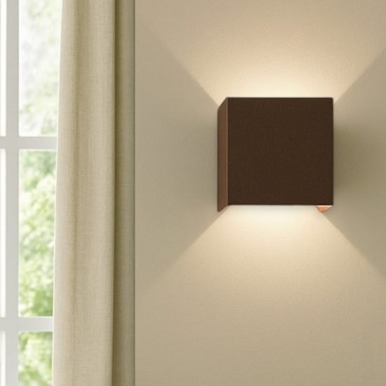 Life applique cubo da esterno led 7w 4000k marrone fp