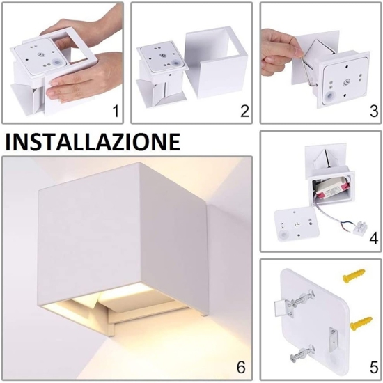 Life applique cubo da esterno led 7w 4000k marrone fp