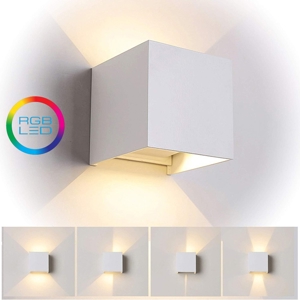 Applique cubo bianco per esterni smart life wifi ip65 led tricolor rgb