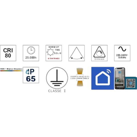 Applique cubo bianco per esterni smart life wifi ip65 led tricolor rgb