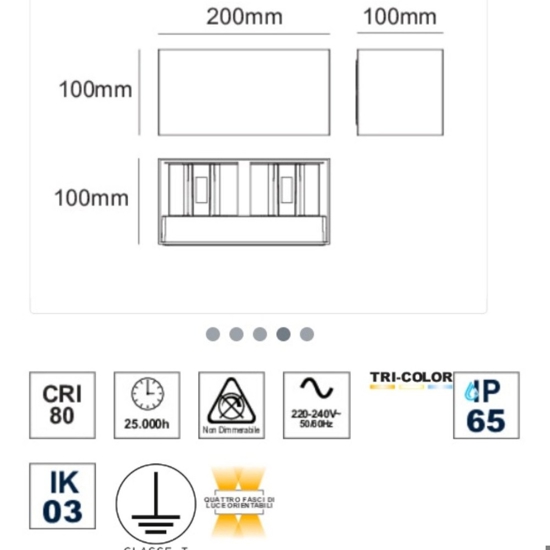Life applique da esterno bianco rettangolare 20w 3000k 4000k 5000k