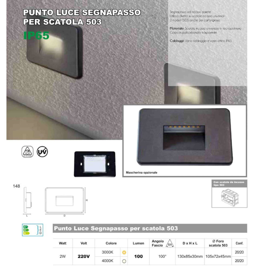 Life segnapasso led antracite per esterno da incasso 2w 3000k 4000k 5000k