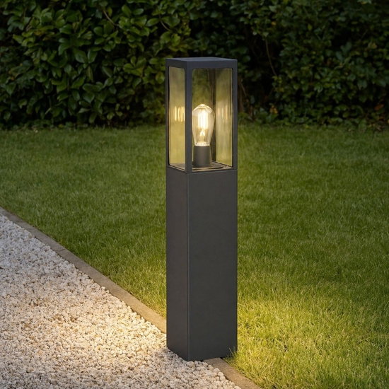 Lampione da giardino squadrato antracite diffusore in vetro