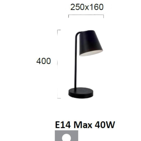 Lampada nera da tavolo scrivania moderna luce orientabile fp