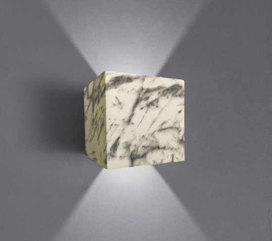 Applique cubo led 13w 3000k effetto marmo bianco fp