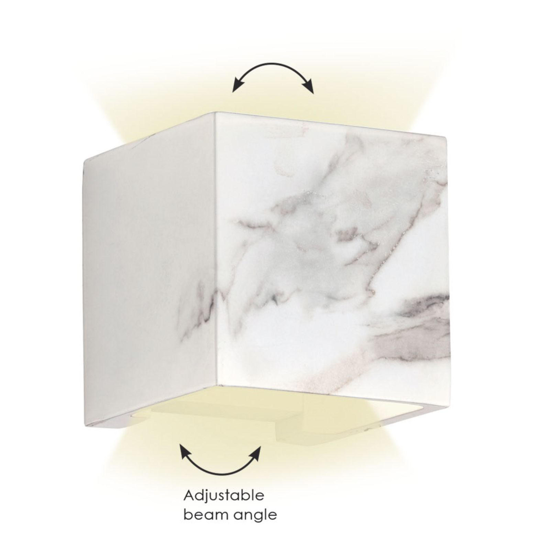 Applique cubo led 13w 3000k effetto marmo bianco fp