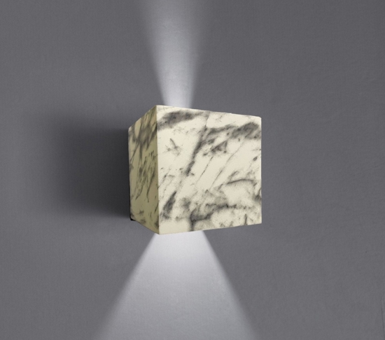 Applique cubo led 13w 3000k effetto marmo bianco fp