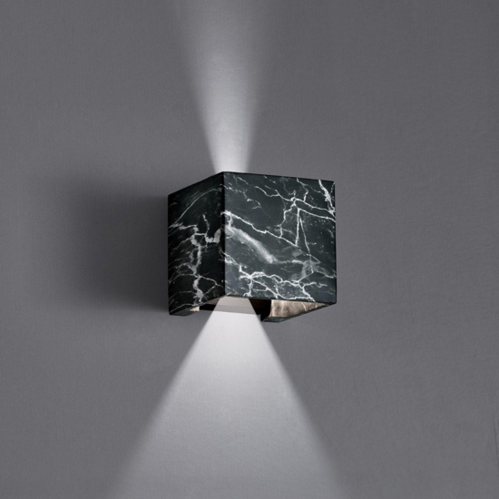 Applique led 13w 3000k cubo effetto marmo nero fp
