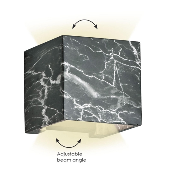 Applique led 13w 3000k cubo effetto marmo nero fp
