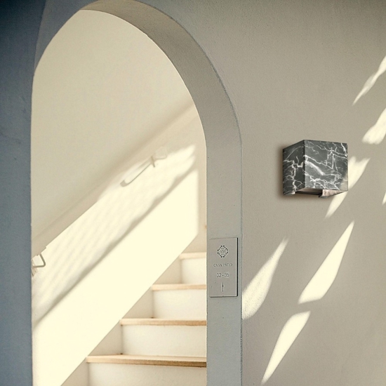 Applique led 13w 3000k cubo effetto marmo nero fp