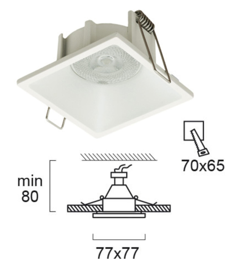 Faretto da incasso a soffitto in metallo quadrato fp