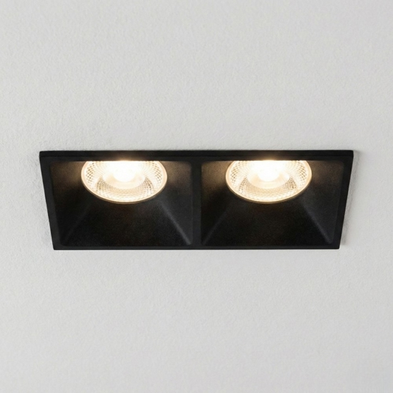 Faretto da incasso cestello di metallo nero 2 luci fp