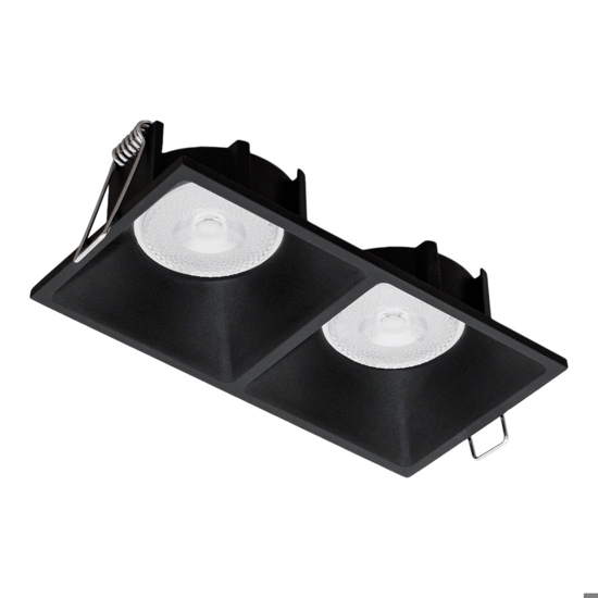 Faretto da incasso cestello di metallo nero 2 luci fp