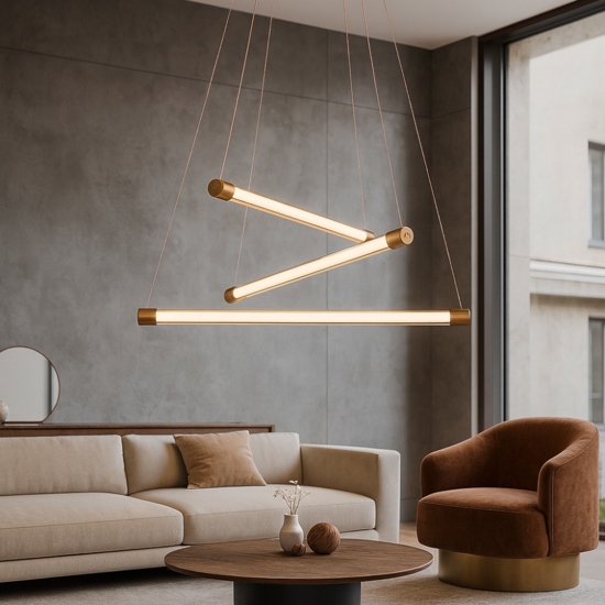 Lampadario led 30w 3000k dorato design moderno fp