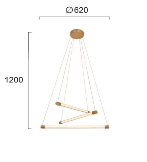 Lampadario led 30w 3000k dorato design moderno fp
